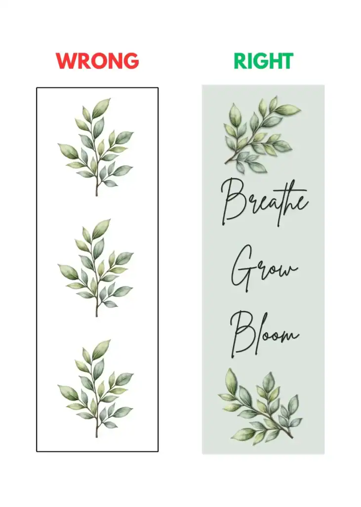 An example of a properly made printable bookmark within commercial license terms and an example which is not.